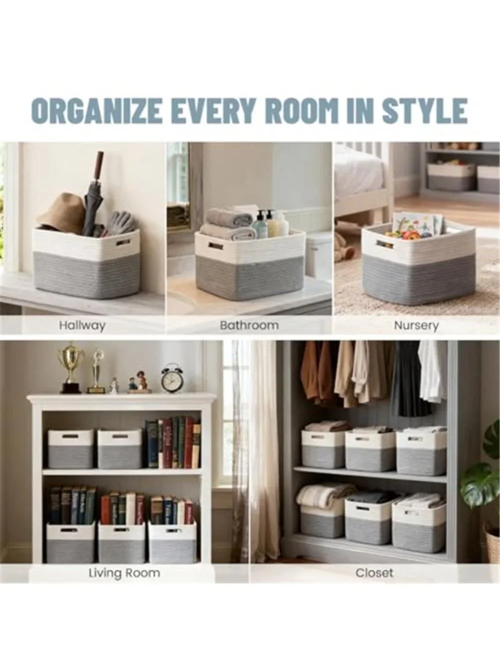 New 5 Pack Woven Storage Baskets, Decorative Storage Bins for Organizing